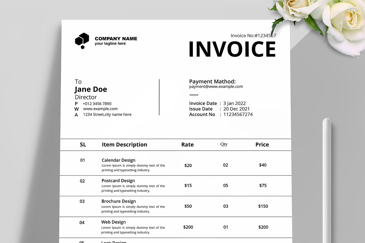 New Invoice 2022, a Stationery Template by MightyDesign (Photo 2 of 6)