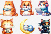 Cute Cat Clipart Bundle, an Illustration by Black Bird Studio (Thumbnail 2 of 6)