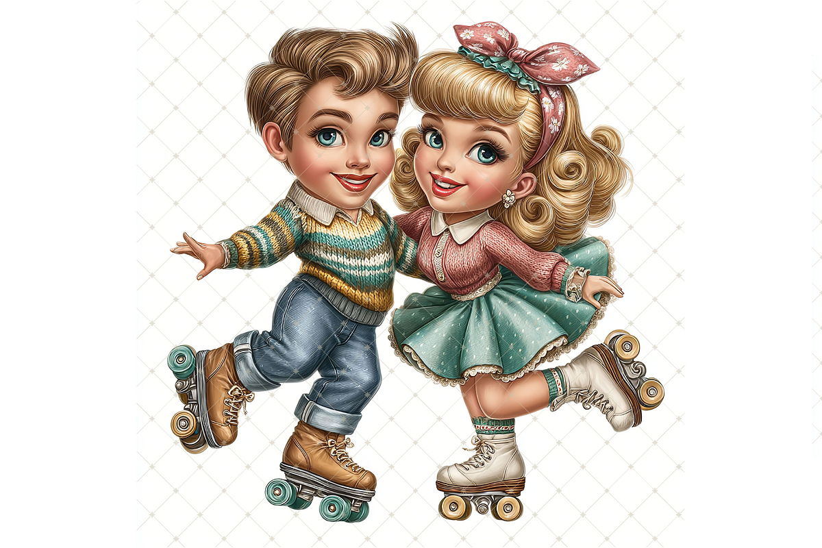 Roller Skating Couple Clipart JPG, a Person Illustration by Memories By Lea (Photo 11 of 18)