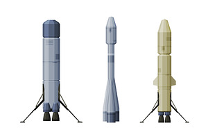 Space Rockets Set. Astronautics And