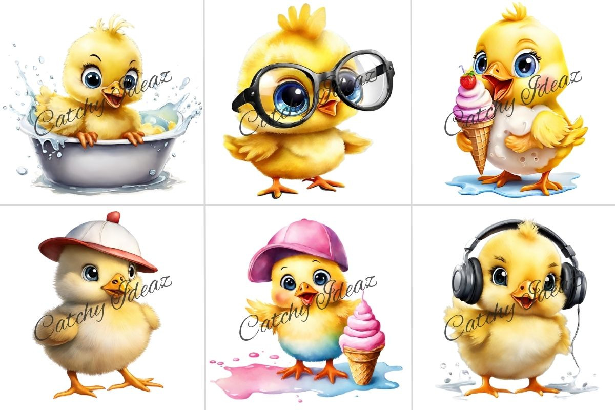 12 Hilarious Chick Clipart, an Animal Illustration by Catchy Ideaz (Photo 2 of 3)