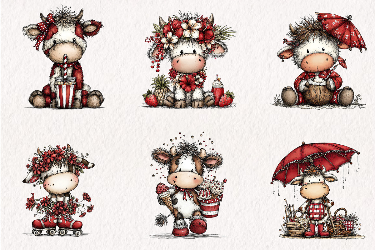 Whimsical Summer Cow Png Clipart, a Seasonal Illustration by CreationArt (Photo 3 of 6)