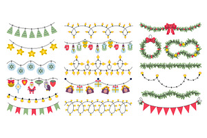 Flat christmas garlands. Xmas home, an Object Illustration by Valerie Bodnar
