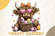 Easter Day Highland Cow PNG, an Illustration by DreamCafeArt (Thumbnail 1 of 8)