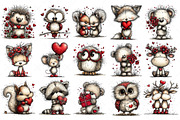 Watercolor Valentine Forest Animals, an Illustration by Craft Nest (Thumbnail 3 of 7)