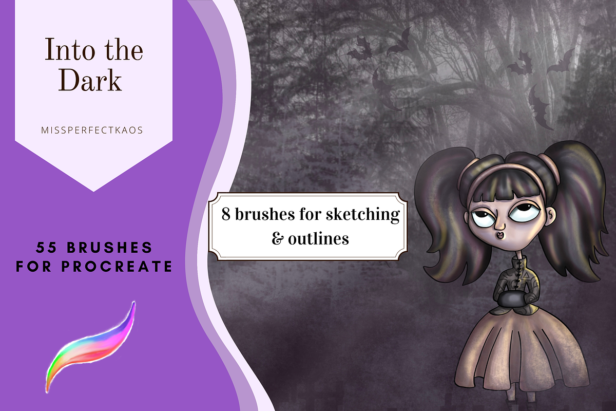 Into the Dark - 55 Procreate Brushes, a Brush Add-On by MissPerfectKaos (Photo 2 of 7)