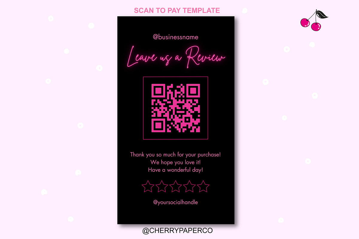 QR Code, Scan To Pay Sign Template, a Social Media Template by Cherry Paper Co (Photo 3 of 6)