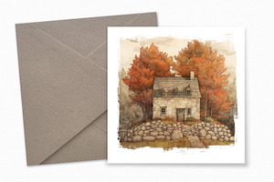 Autumn Houses Illustration PNGs