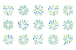 Blue and green firework icon, an Object Illustration by GraphiShop