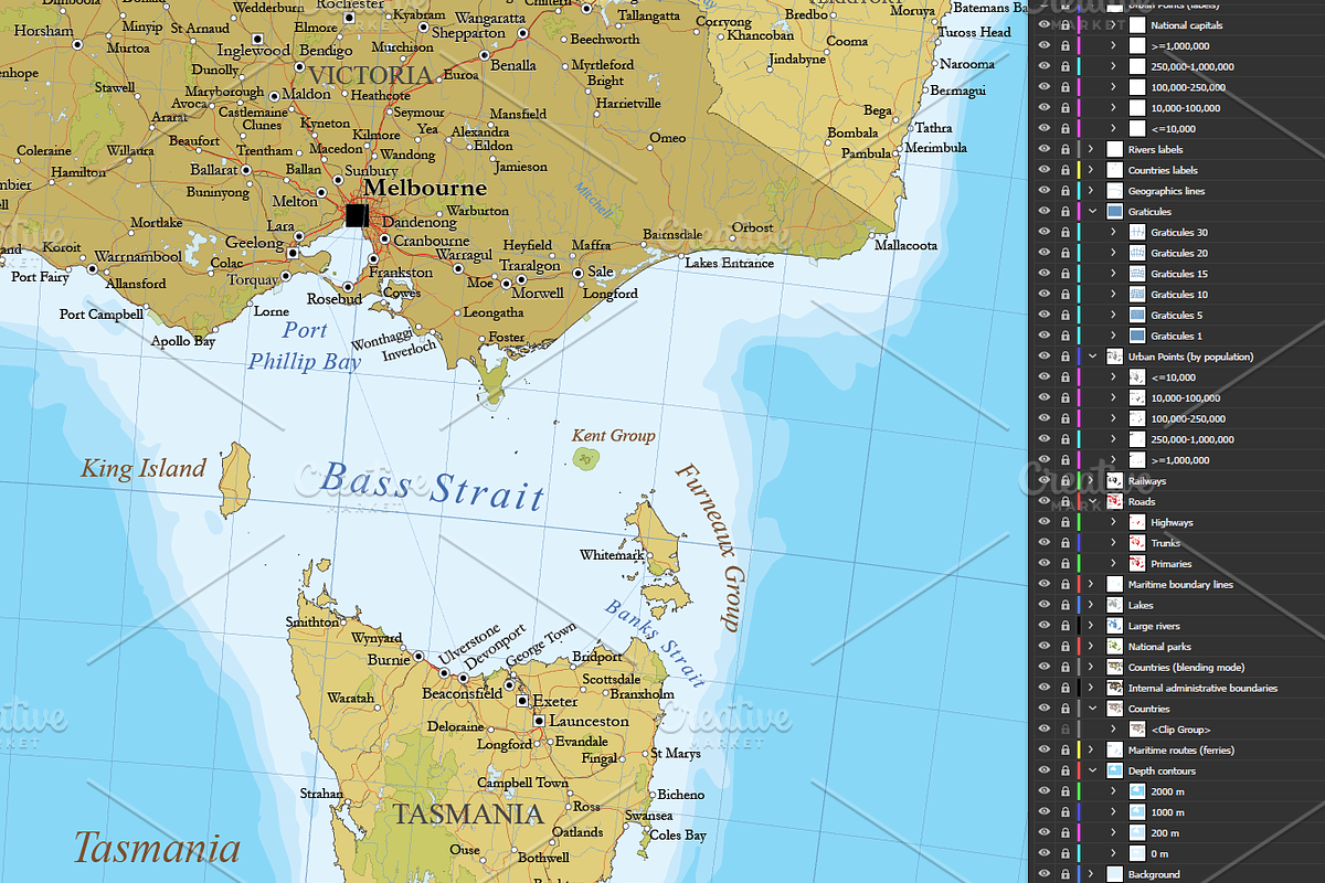 Australia and New Zealand map, a Work Illustration by Cartorical (Photo 7 of 8)
