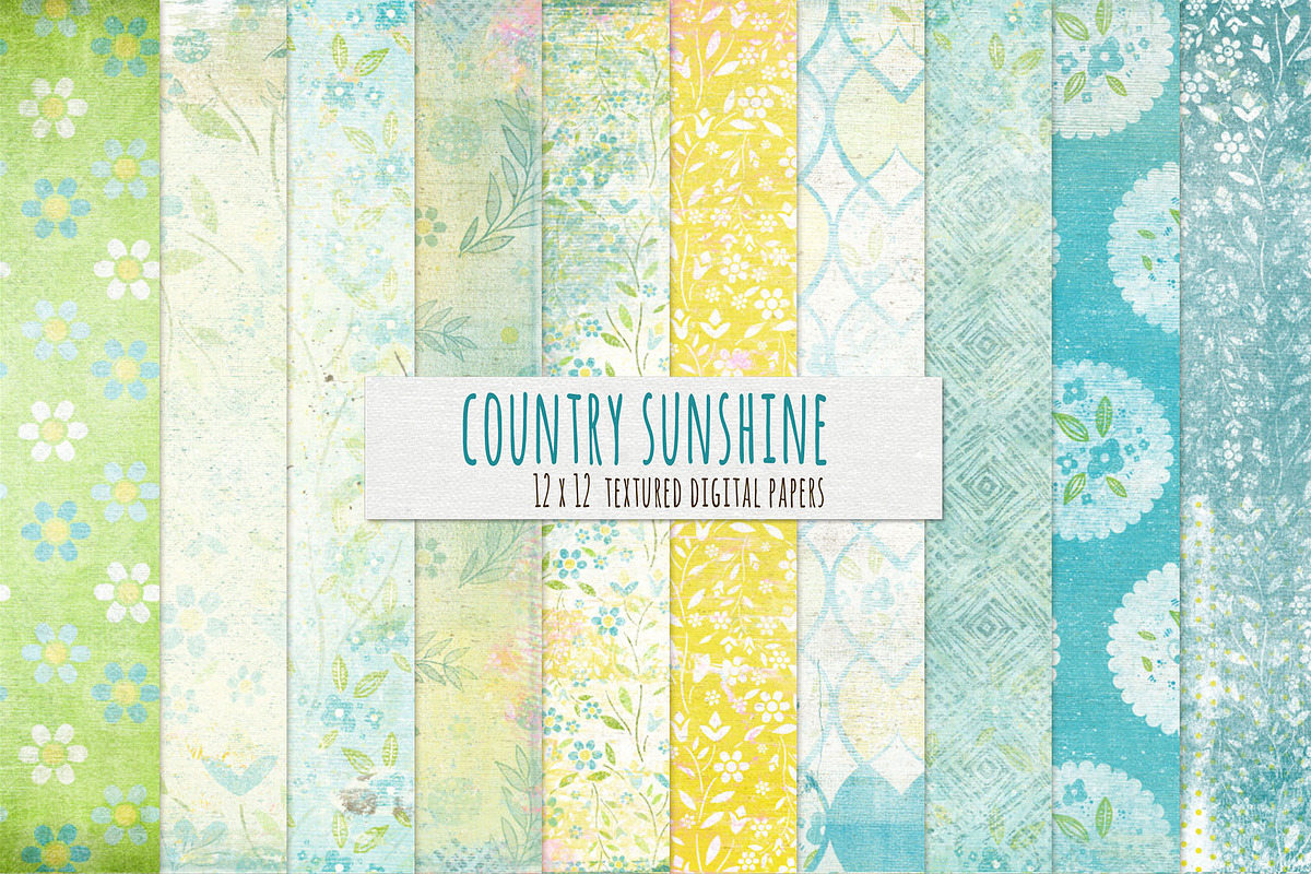 Shabby Chic Floral Digital Papers, a Pattern Graphic by Carrie Stephens Art (Photo 2 of 6)