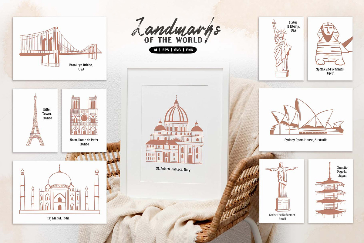 World Landmarks. Vector Clipart Set, an Object Graphic by VerAna (Photo 6 of 9)
