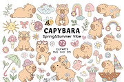 Capybara Clipart - Spring & Summer, a Seasonal Illustration by JulzaArt (Thumbnail 1 of 8)