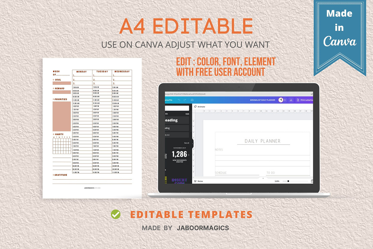 Weekly Planner Template, Canva, a Templates & Theme by Jaboor Magics (Photo 3 of 5)