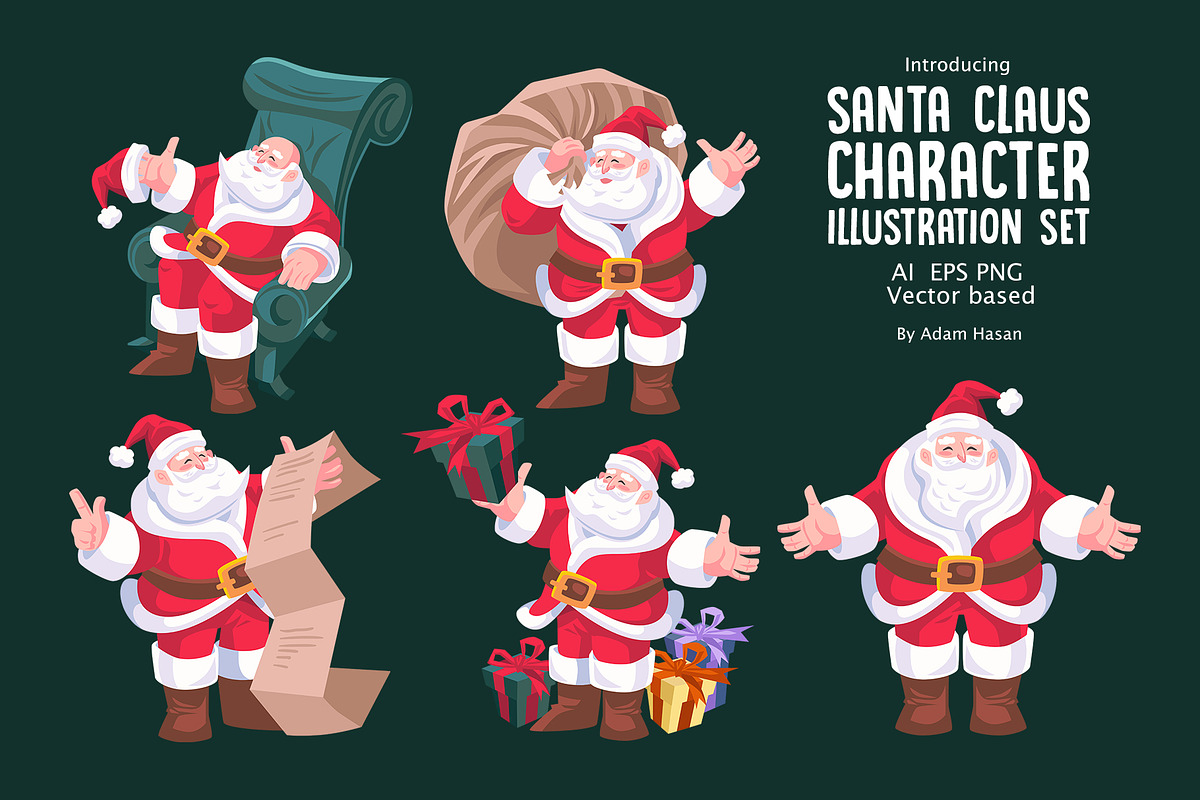 Santa claus character illustration, a Decorative Illustration by AdamHasan (Photo 5 of 5)