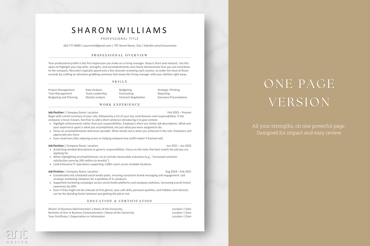 ATS Resume Template | Modern Resume, a Resume Template by AntDesignStudio (Photo 2 of 9)