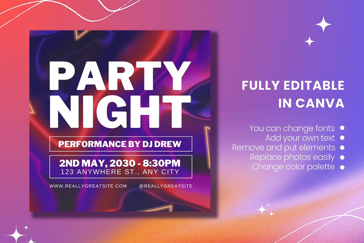 Vibrant Party Night Social Media, a Social Media Template by TemplateCastleStore (Photo 9 of 9)