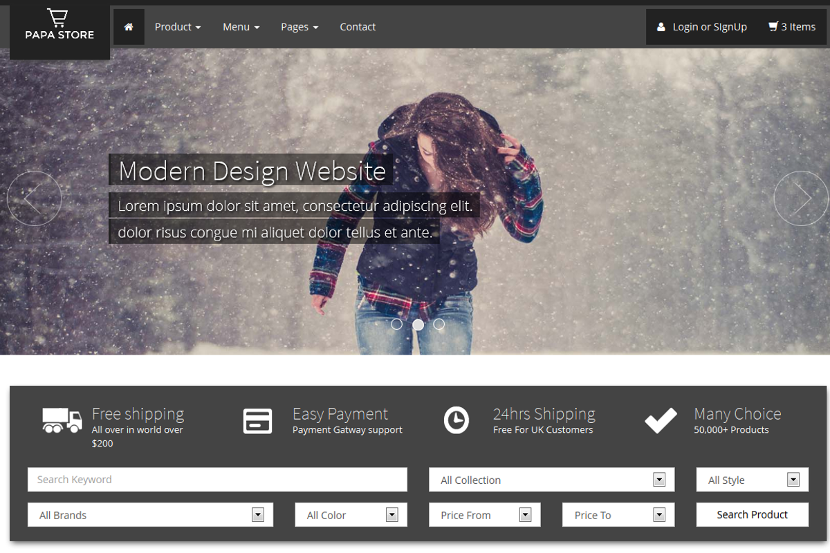 PAPA STORE, a Bootstrap Template by N_thirteen