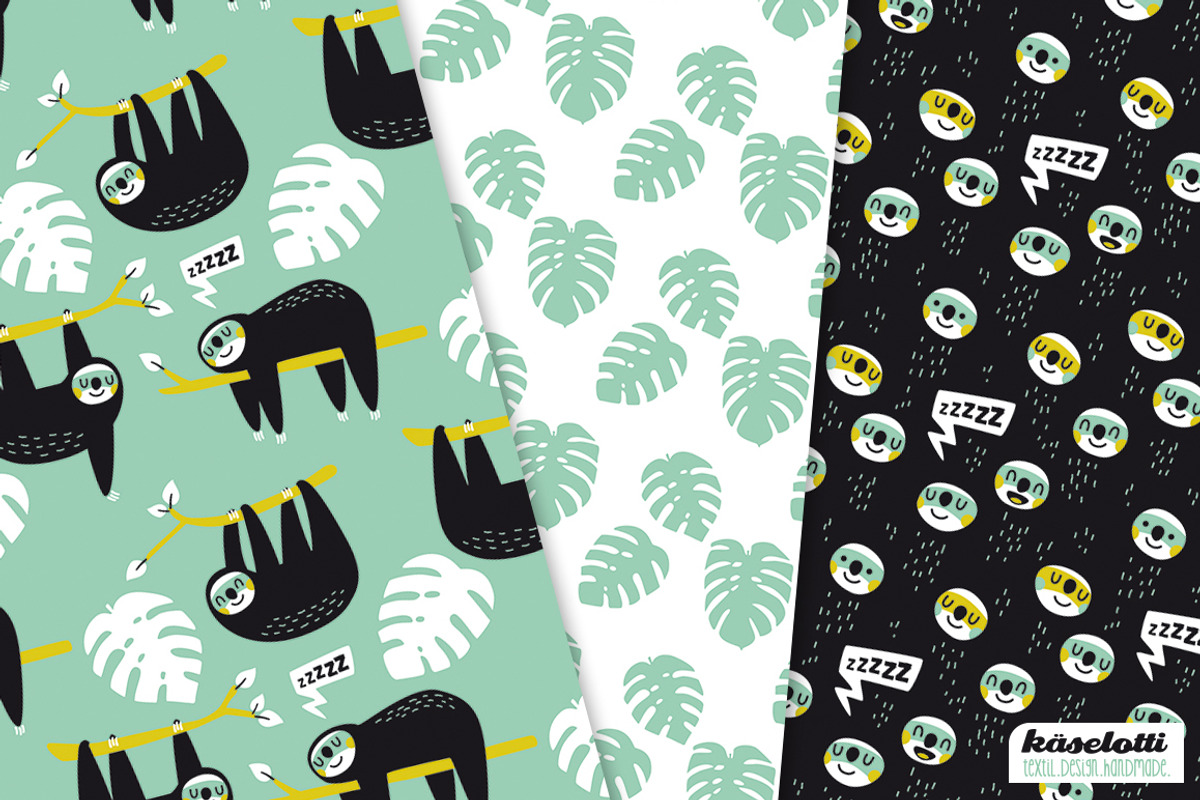 Sloth mint Digital Paper and Clipart, a Pattern Graphic by kaeselotti (Photo 2 of 5)