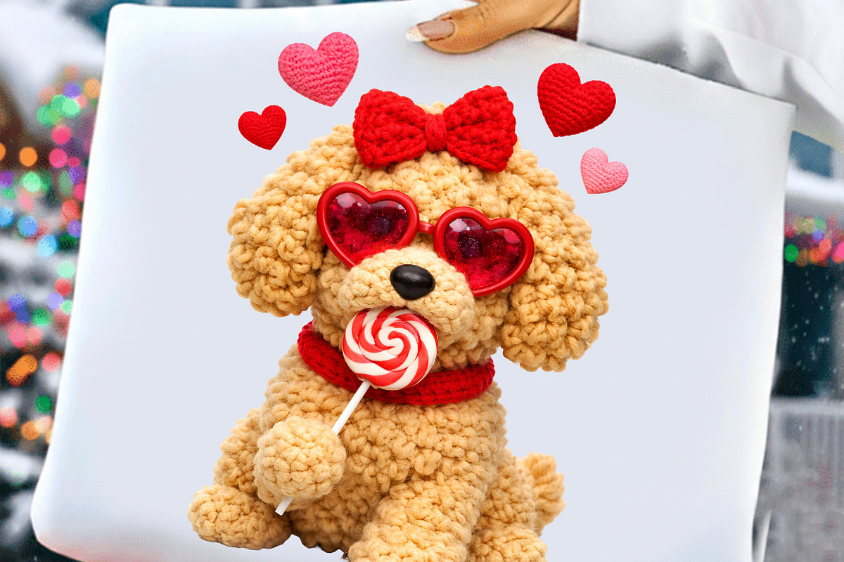 Faux Yarn Valentine Goldendoodle Png, an Illustration by DreamCafeArt (Photo 8 of 8)