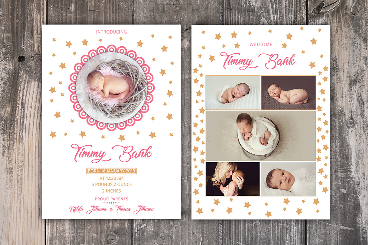 Birth Announcement Template, a Card Template by Madhabi Studio (Photo 2 of 2)