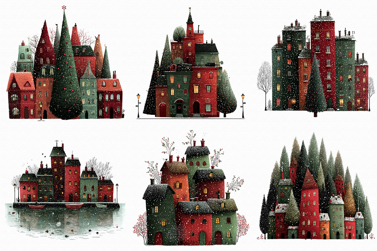 Whimsical Christmas Village Clipart, an Illustration by Libby Wishes (Photo 5 of 7)