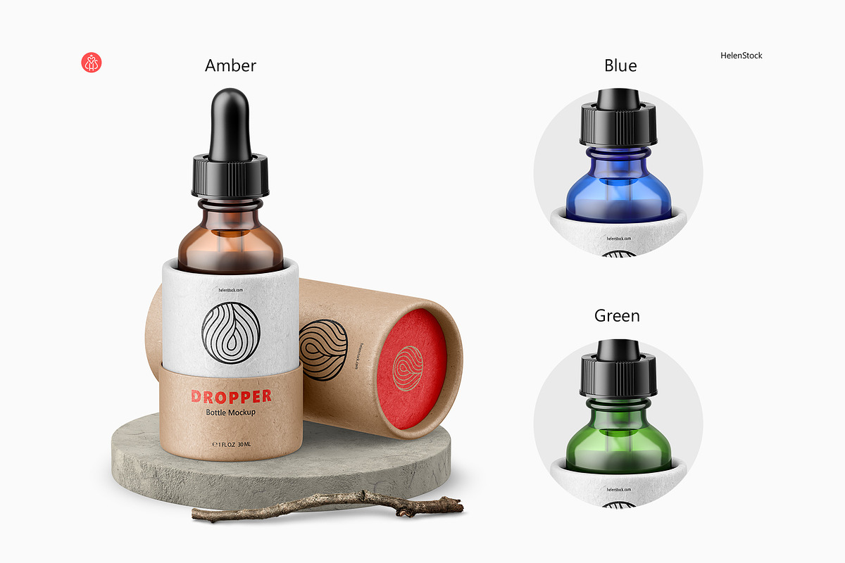 Dropper Bottle with Tube Mockup, a Packaging Mockup by HelenStock (Photo 3 of 9)