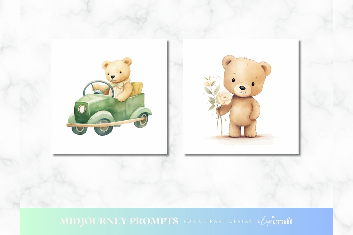Watercolor Transport Bears Prompt, an Animal Illustration by ClipCraft (Photo 9 of 9)