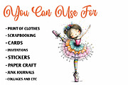 Whimsical Ballerina Clipart, a Seasonal Illustration by CreationArt (Thumbnail 5 of 7)