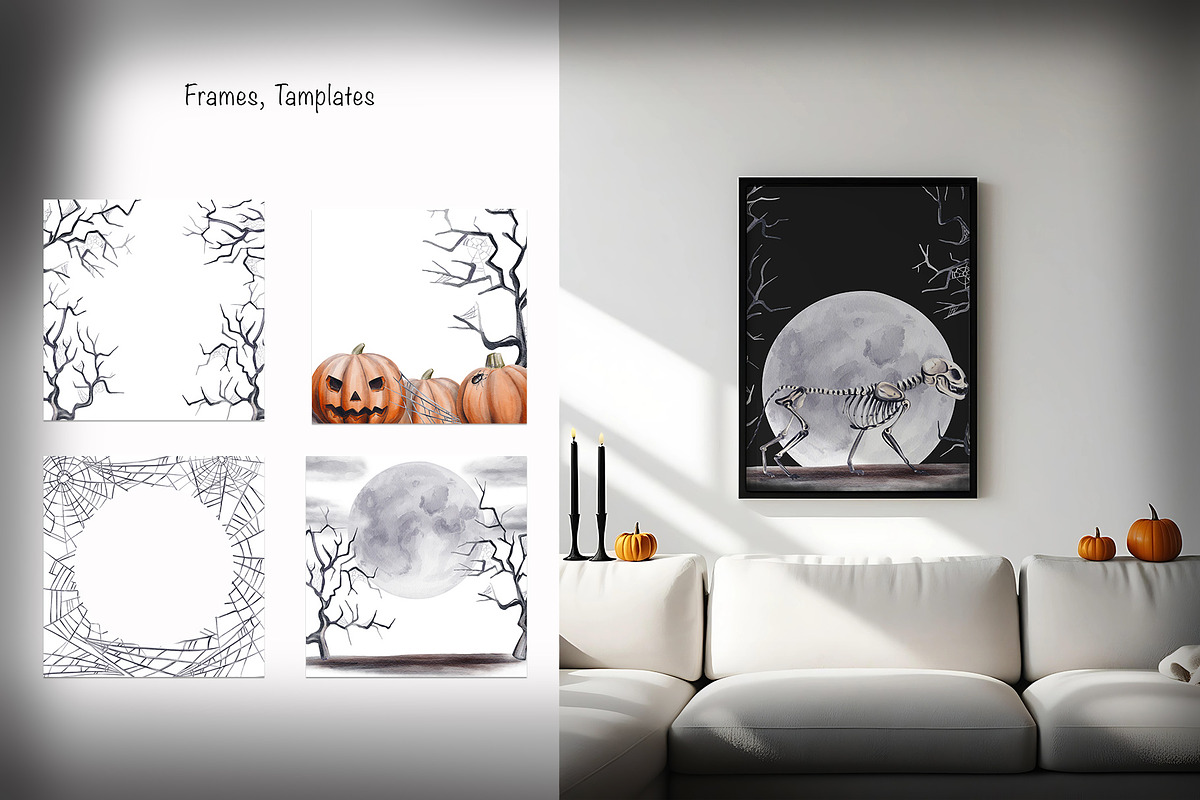 Halloween pumpkins and skeletons, an Illustration by Alena Sid (Photo 8 of 12)