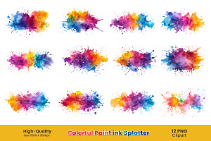 Watercolor Colorful Paint Ink Splash