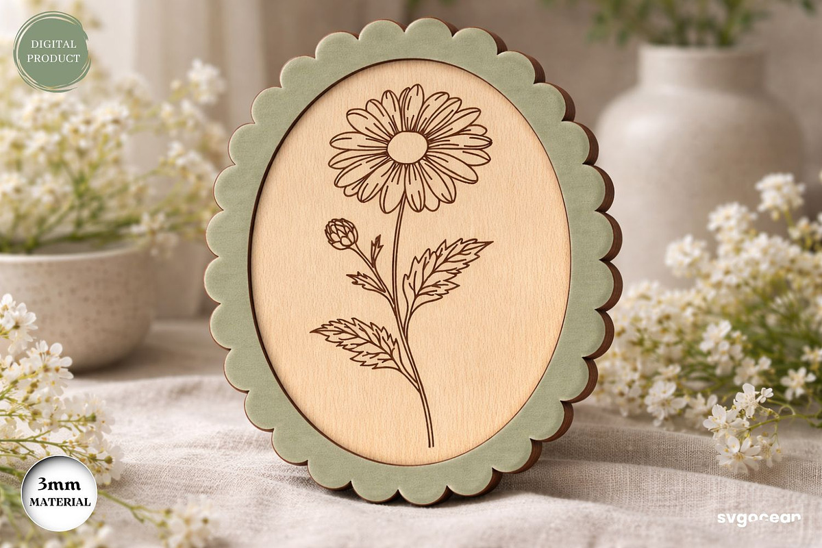 Scalloped Flower Frame SVG Bundle, a Decorative Illustration by svgocean (Photo 10 of 13)