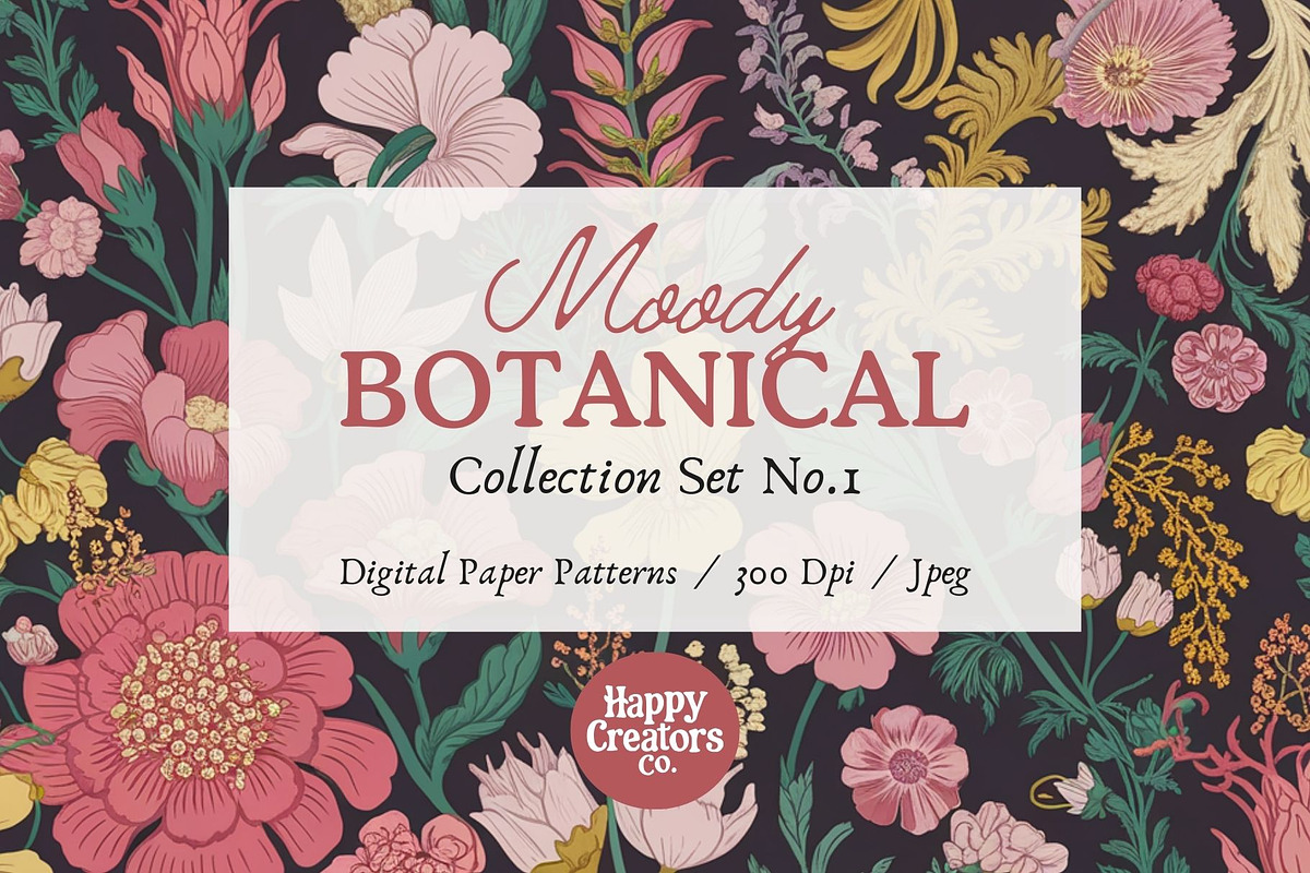 Moody Botanical Digital Paper Pack, a Pattern Graphic by Happy Creators Co. (Photo 7 of 7)