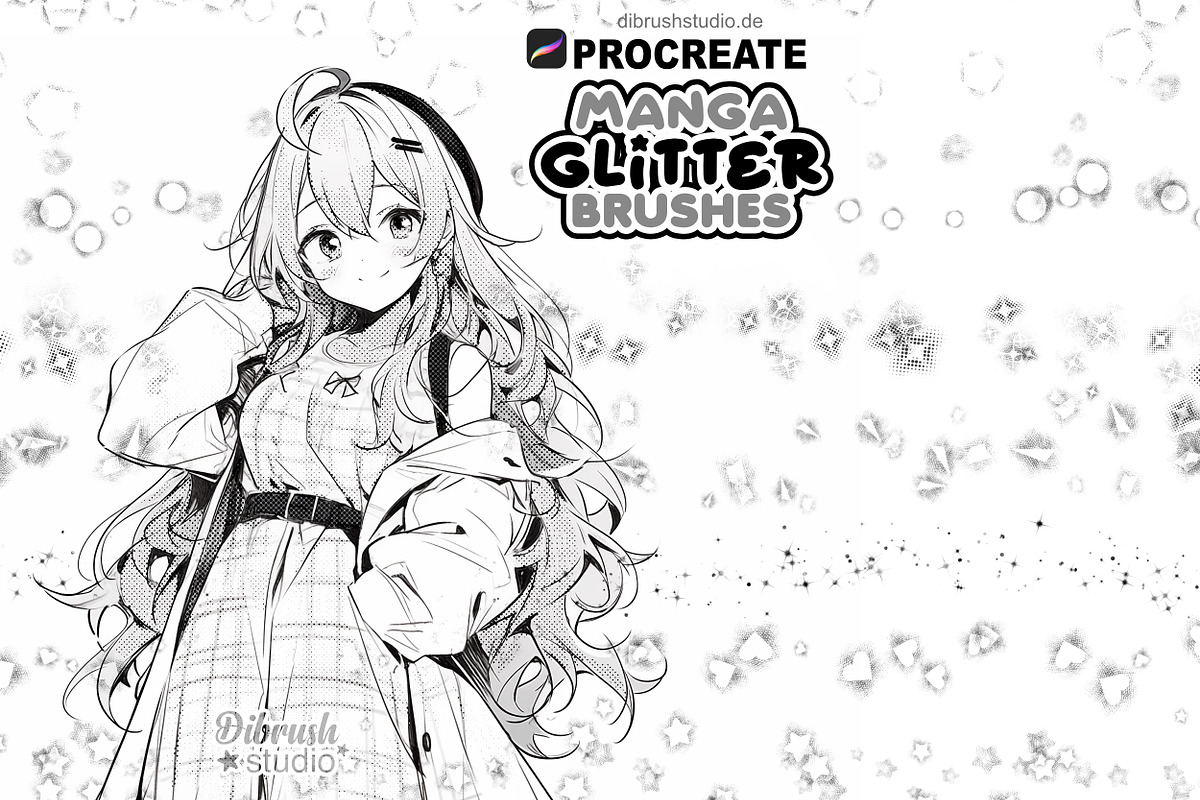 Procreate - Manga Glitter Brushes, a Brush Add-On by DiBrush Studio (Photo 1 of 5)