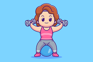 Cute Woman Workout With Dumbell, a Person Illustration by Catalyst Labs