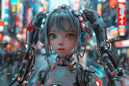 A detailed CG portrait of a robotic, a Photo by LOGOCREATIVE