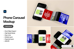 Phone Carousel Mockup, a Mockup by SLAB! Design