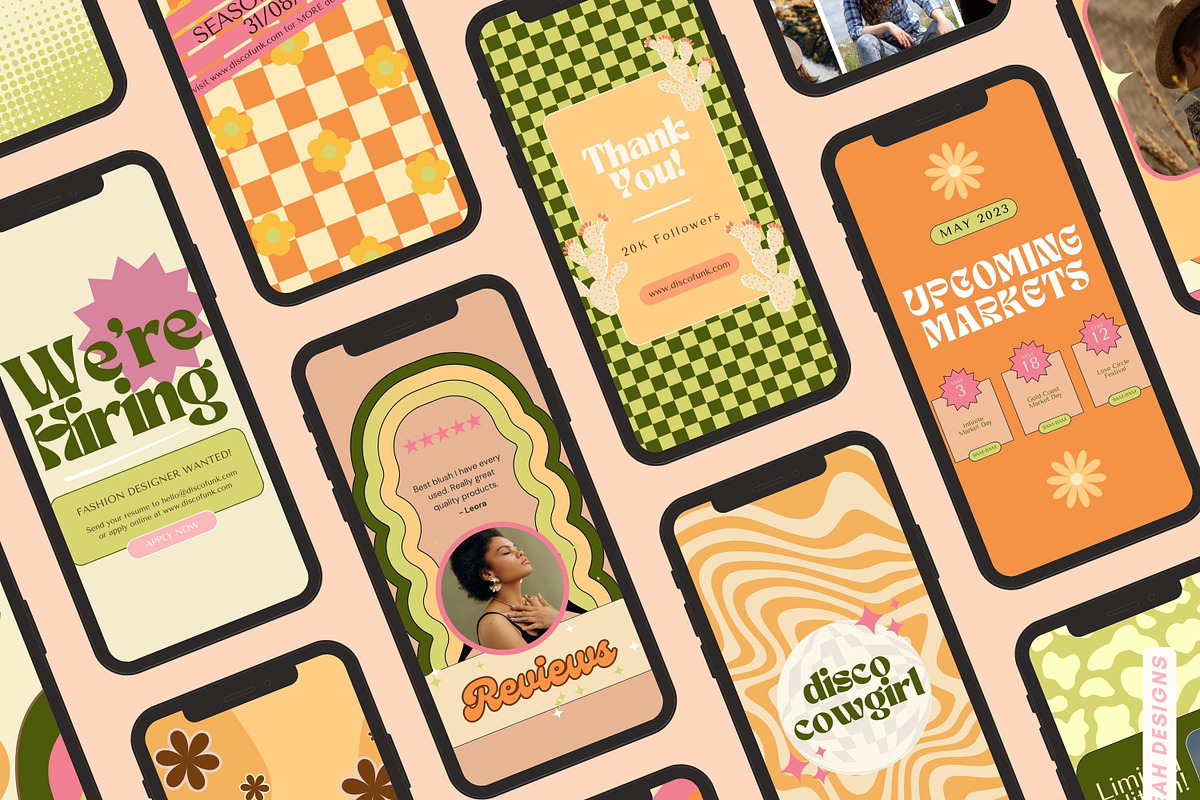 Disco Instagram Story Templates, a Social Media Template by Hell Yeah Designs (Photo 3 of 11)