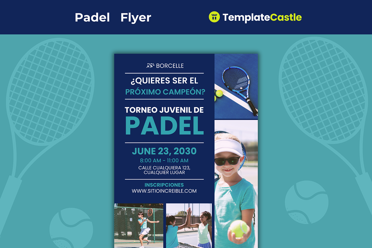 Youth Padel Tournament Canva Flyer, a Design Template by TemplateCastleStore (Photo 1 of 2)