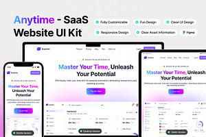 Anytime - SaaS Website UI Kit, a Marketing Template by orenjidesign