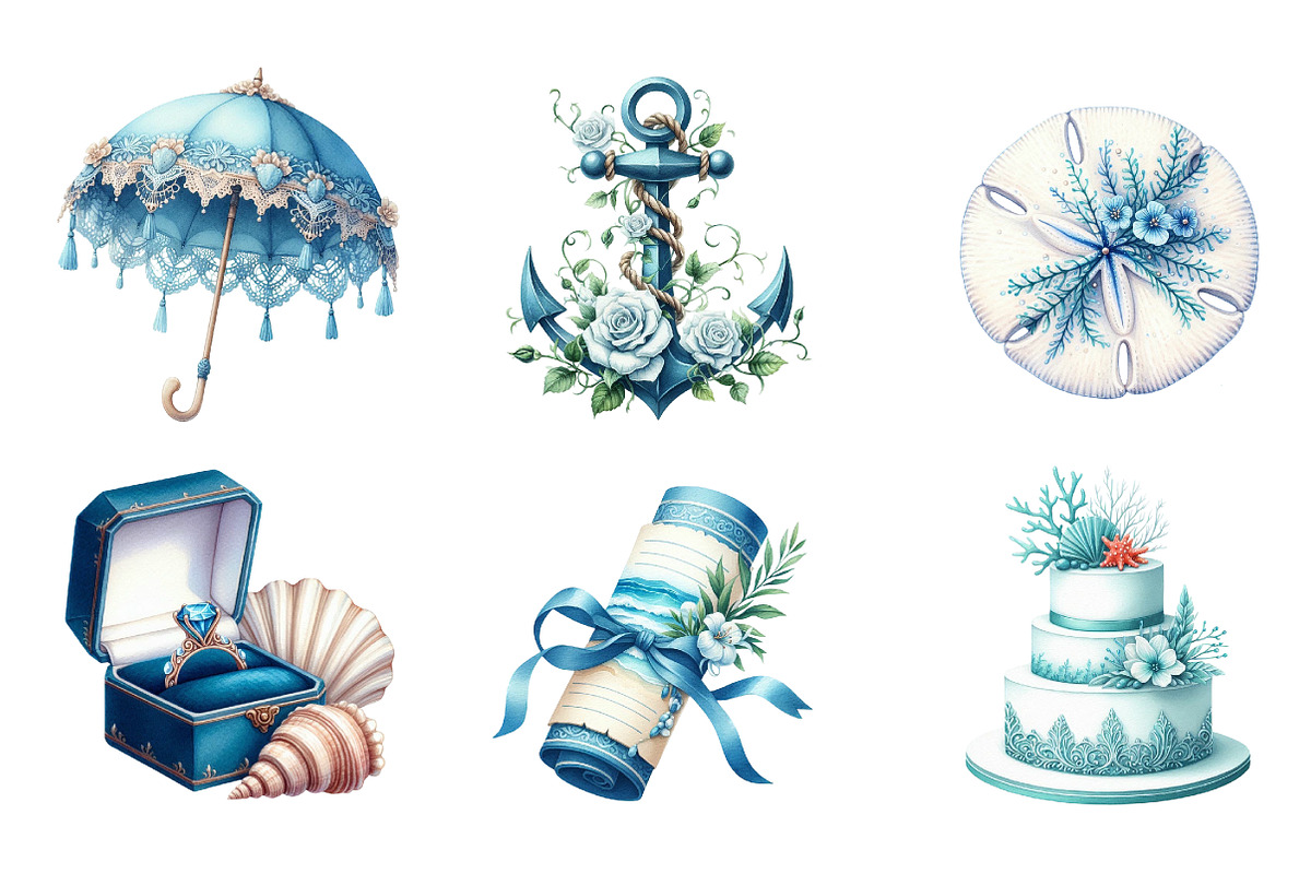 Beach Wedding Set Clipart, an Illustration by SinaCreation (Photo 3 of 5)