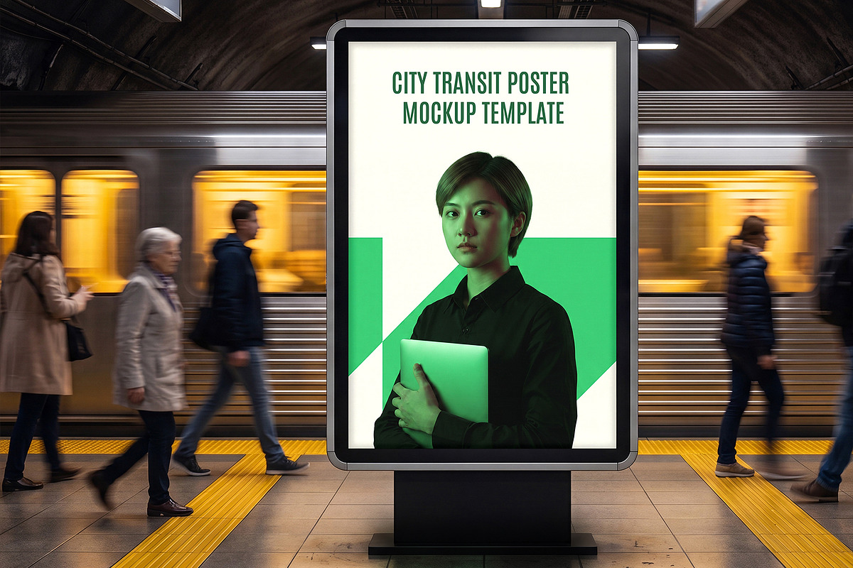 Metro Billboard Poster Mockup, an Advertising Mockup by graphypix (Photo 1 of 4)