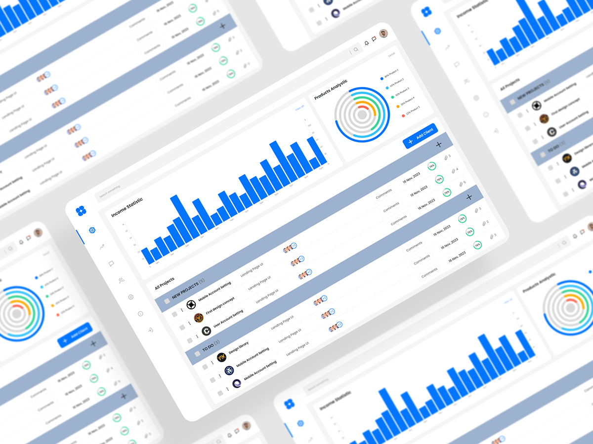 Management Dashboard UI Kit, an UI Kit Template by iDoodle Studio
