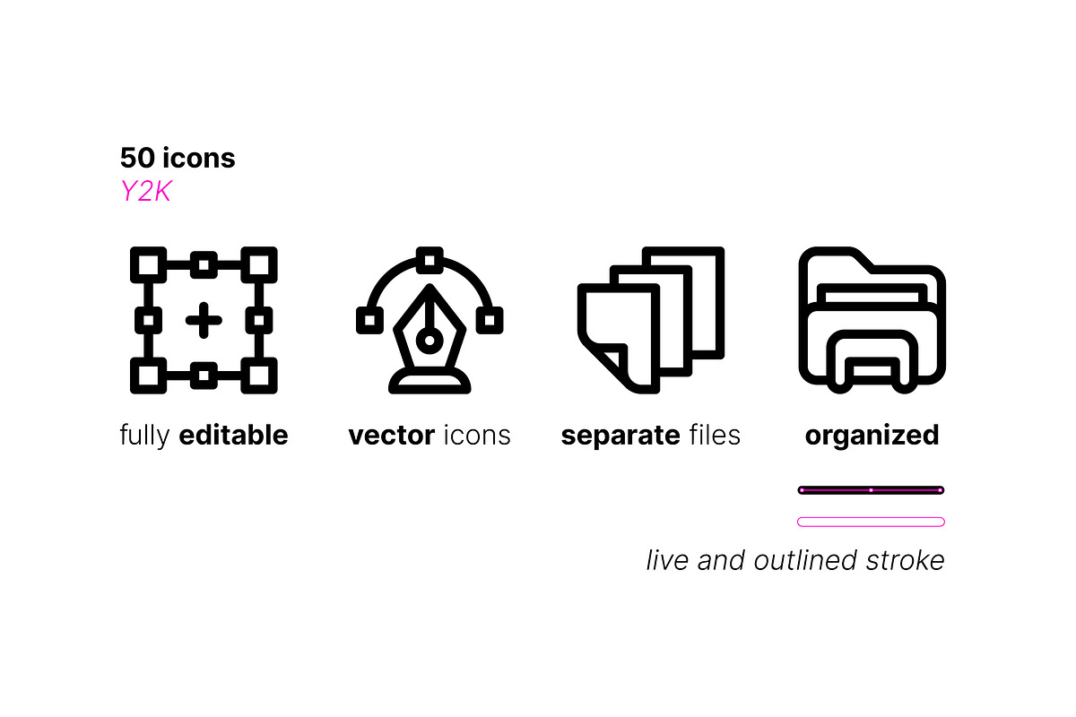 50 Y2K Icons, an Outline Icon by Side Project (Photo 4 of 8)