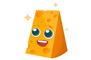 Cartoon piece of cheese. Cheerful, a Food Illustration by Vectorbuum
