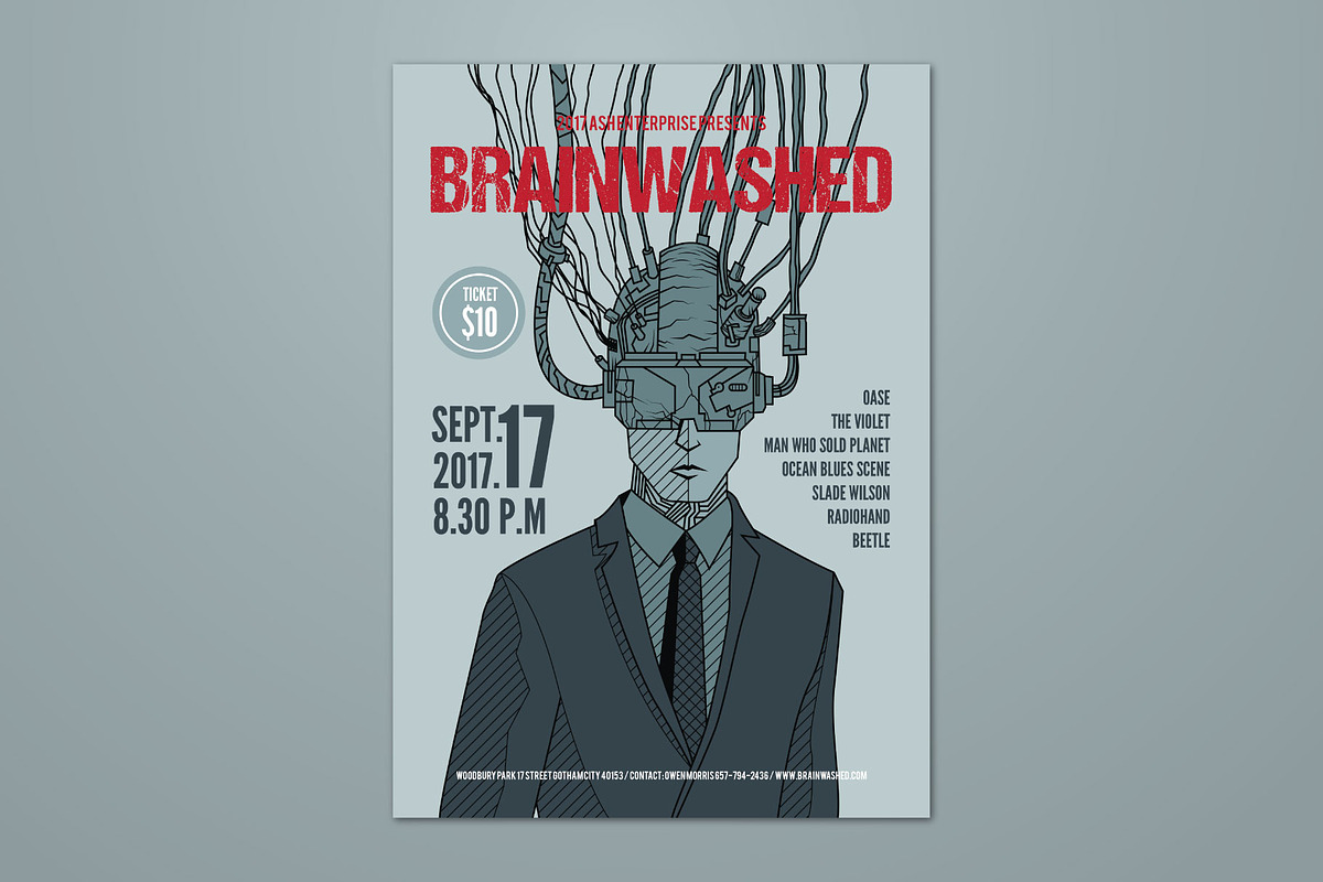 Brainwashed Vector Art Flyer, a Flyer Template by ashenterprise (Photo 1 of 3)