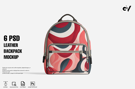 Leather backpack mockup