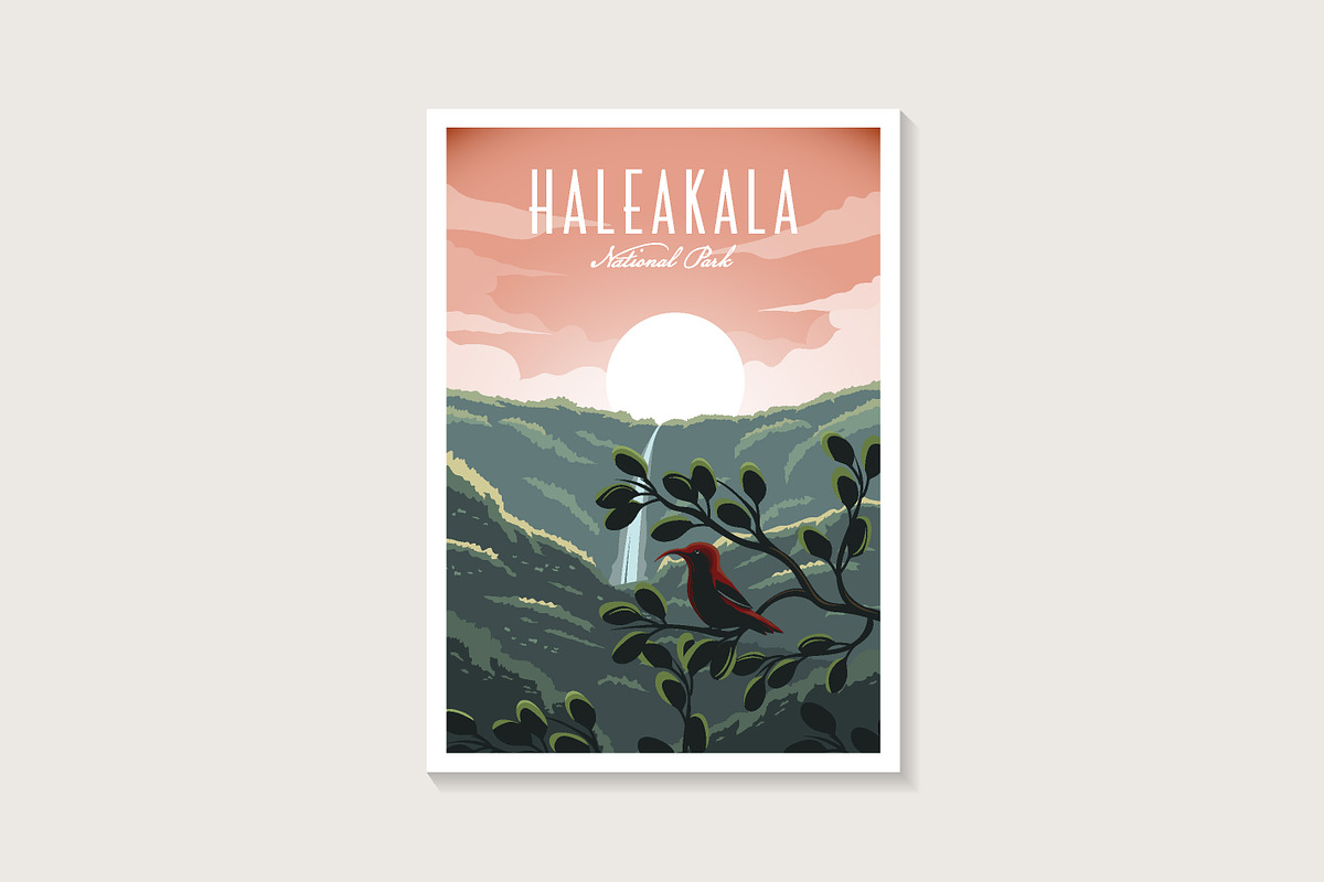 Haleakala National Park poster, a Decorative Illustration by DOMHOUZE