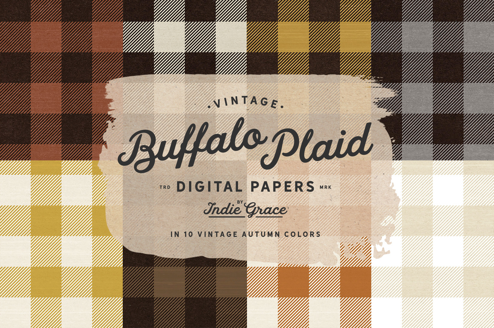 Autumn Buffalo Plaid Digital Papers, a Pattern Graphic by Indie Grace ...