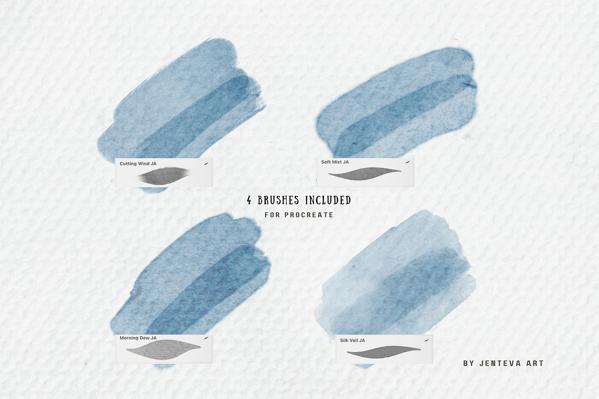Procreate Watercolor Brush Set, a Brush Add-On by Jenteva Art (Photo 2 of 10)
